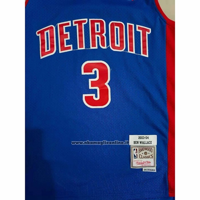 Maglia Detroit Pistons Ben Wallace #3 Mitchell & Ness 2003-04 Blu